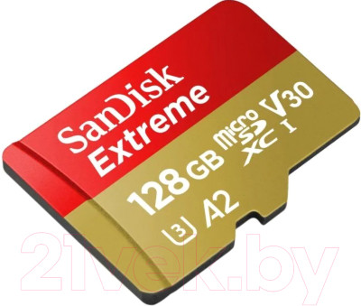Карта памяти SanDisk Extreme MicroSDXC 128GB Class 10 UHS­I U3 V30 A2 - фото 2 - id-p223241794