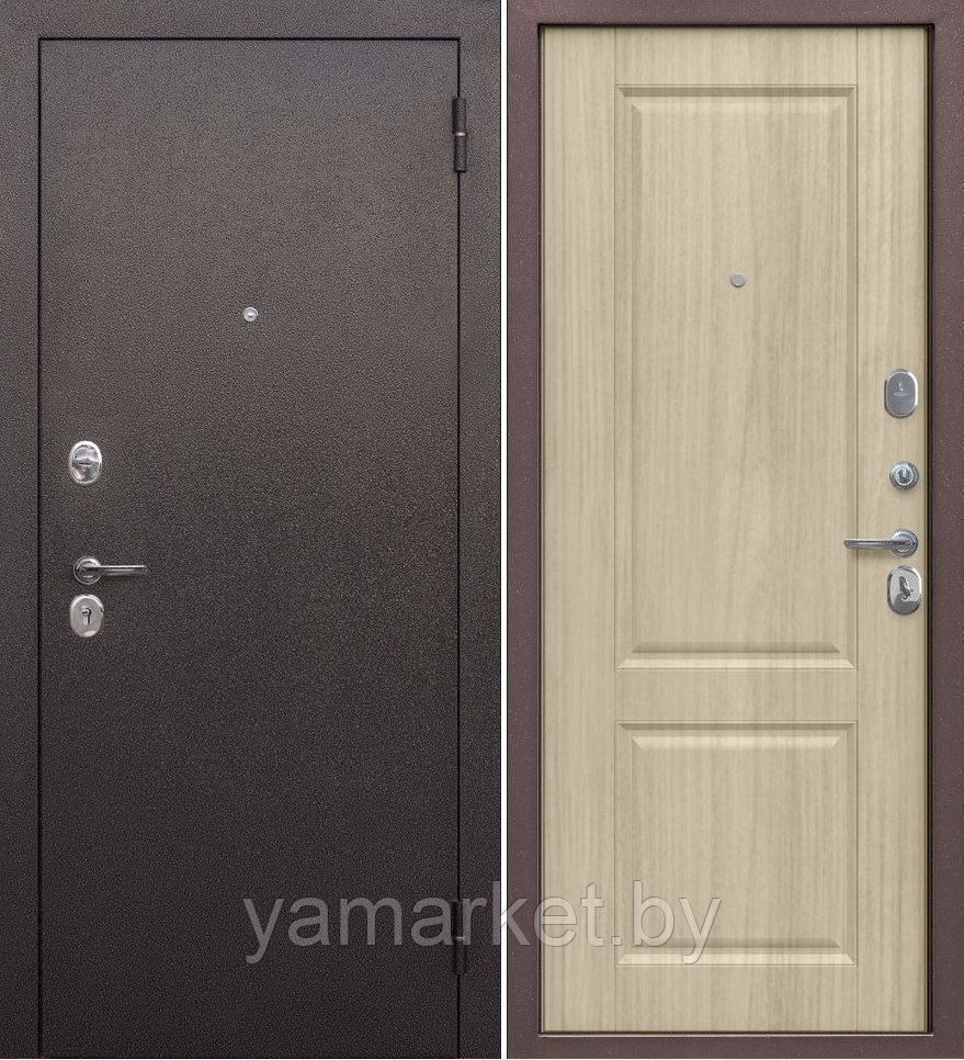 Дверь металлическая Тайга 7 см Бежевый Клен