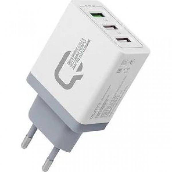 Сетевое зарядное устройство Qumo Charger 0019 на 3 USB (4.2A + 2.4A x 2, 30Вт) Белый - фото 1 - id-p222966716