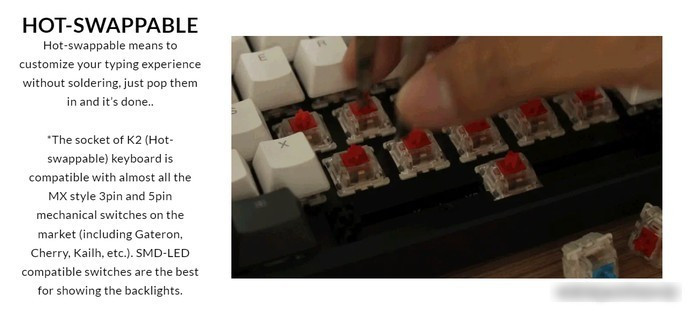 Клавиатура Keychron K2 Wireless V2 RGB K2-C1H-RU (Gateron G Pro Red) - фото 3 - id-p223243352