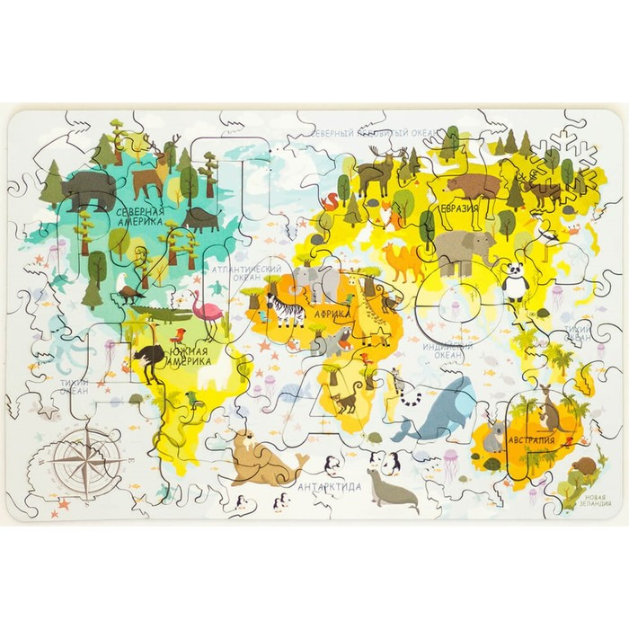 Пазл - конструктор деревянный «Карта мира» мини - фото 1 - id-p223243579
