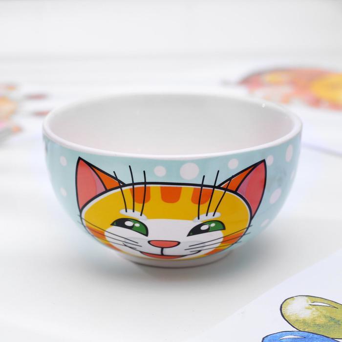Набор детской посуды из керамики «Рыжий кот», 2 предмета: кружка 200 мл, миска 300 мл - фото 5 - id-p223243845