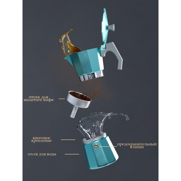 Кофеварка гейзерная Magistro Azure, на 6 чашек, 300 мл - фото 2 - id-p223243861