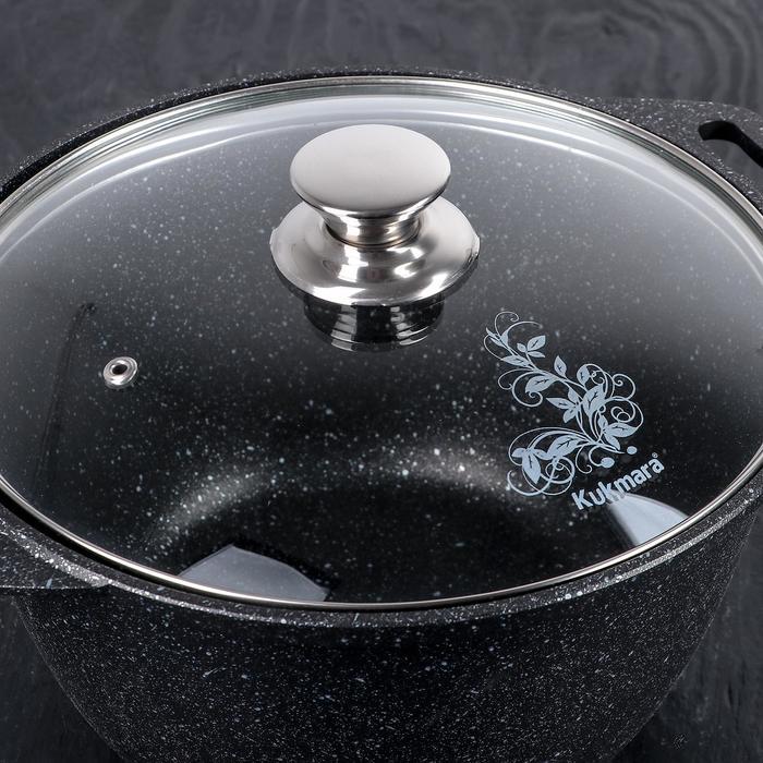 Набор кухонной посуды «Мраморная №6», крышка, съёмная ручка, антипригарное покрытие, цвет тёмный мрамор - фото 6 - id-p223243894