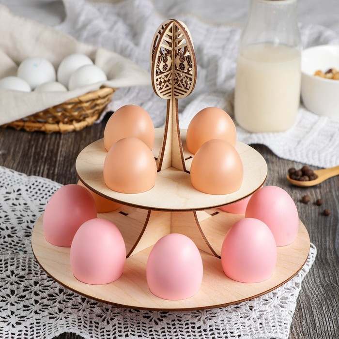 Подставка для яиц пасхальная, 2-х ярусная, 12 ячеек, 23,5×23,5×20 см - фото 1 - id-p223244064