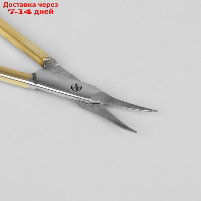 Ножницы маникюрные, для кутикулы, загнутые, 9,5 см, цвет золотистый/серебристый, CSEC-503-HG-CVD - фото 2 - id-p222821703