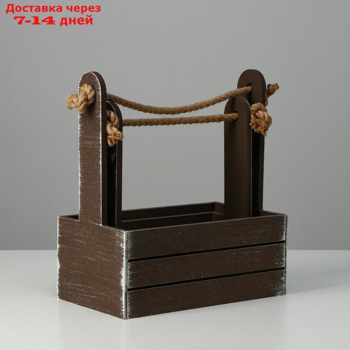 Набор кашпо деревянных 2 в 1 (25.5×15×30; 20×12×23) "Прованс", коричневый - фото 3 - id-p223152097
