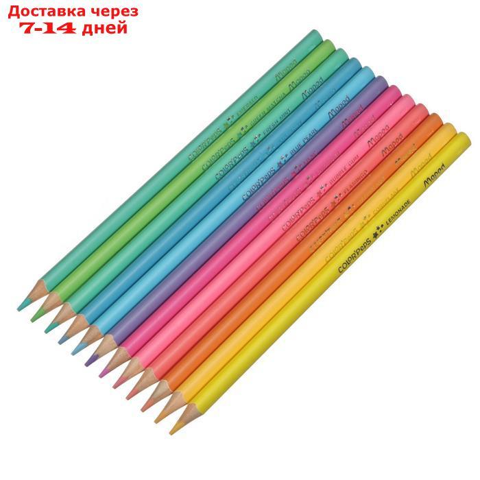 Карандаши 12цв пастель Maped COLOR'PEPS PASTEL треугольные,ударопроч.грифель,картон.футляр - фото 2 - id-p223163630