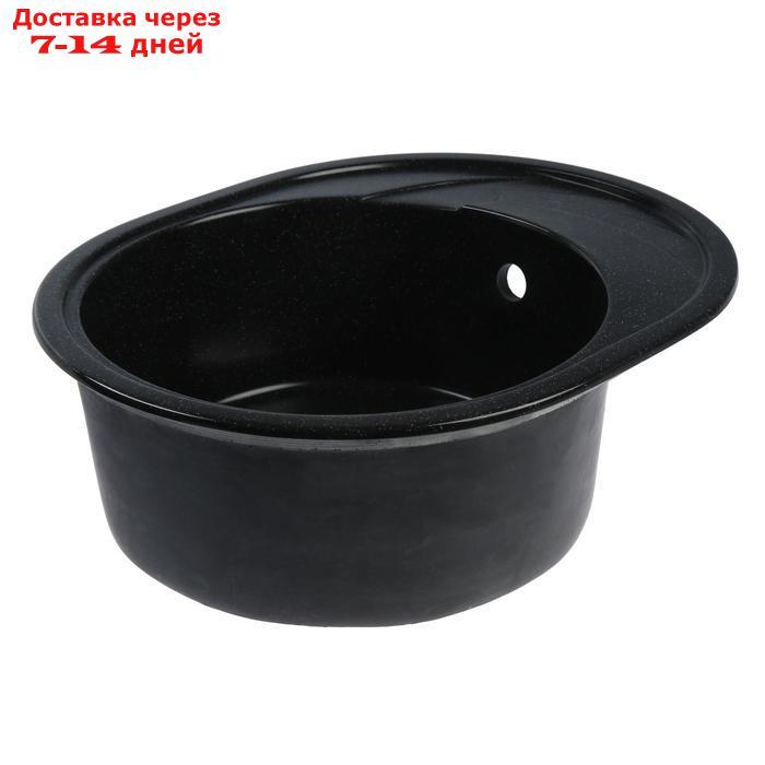 Мойка кухонная из камня AG3C1, 570х465 мм, овальная, цвет черный - фото 2 - id-p223162682