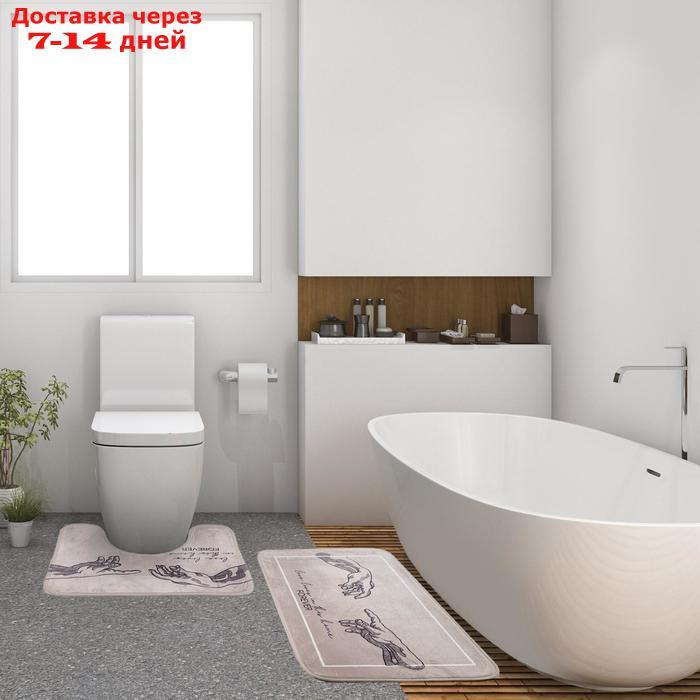 Набор ковриков для ванной Этель "Forever" 2 шт, 80х50 см, 50х40 см, велюр - фото 1 - id-p222843616