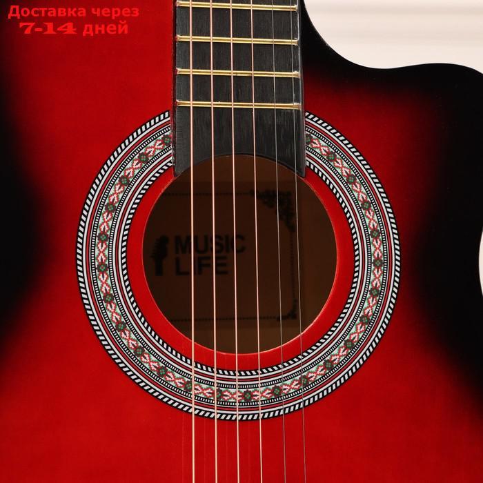 Гитара акустическая красная, 6-ти струнная 97см - фото 3 - id-p222843630