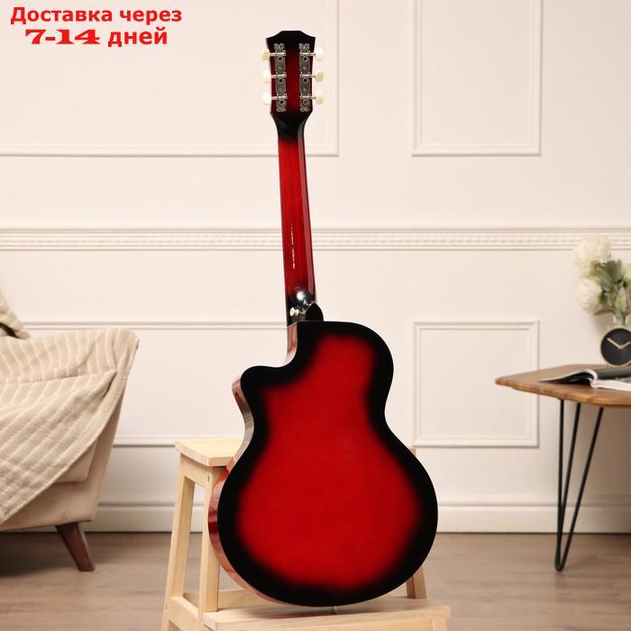 Гитара акустическая красная, 6-ти струнная 97см - фото 5 - id-p222843630