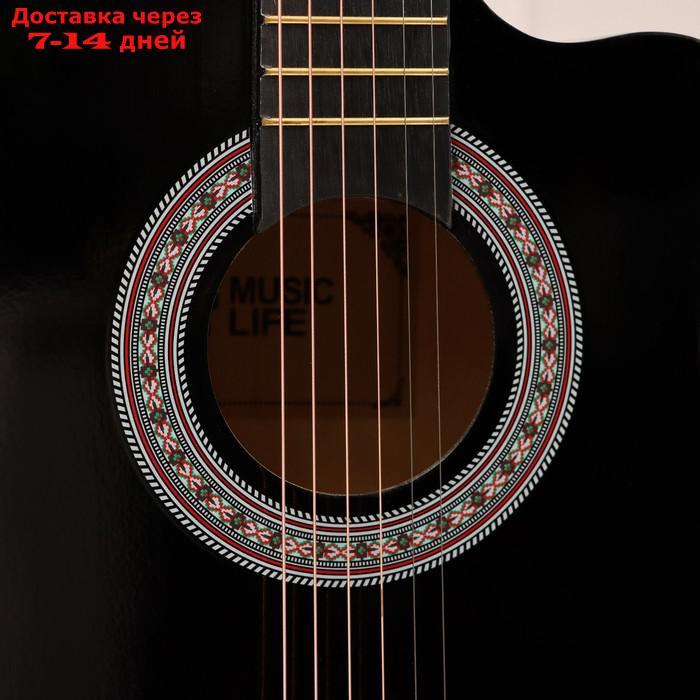 Гитара акустическая черная, 6-ти струнная 97см - фото 3 - id-p222843631