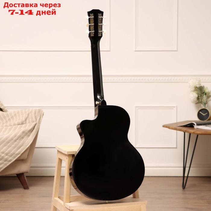 Гитара акустическая черная, 6-ти струнная 97см - фото 5 - id-p222843631