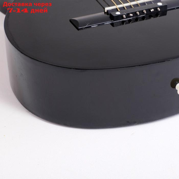 Гитара акустическая черная, 6-ти струнная 97см - фото 7 - id-p222843631