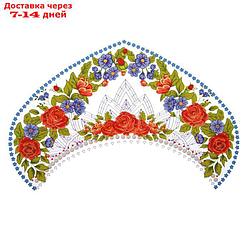 Термонаклейка "Павлопосадский", красно-синие цветы, набор 10 шт.