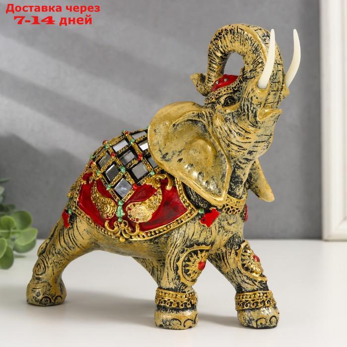 Сувенир полистоун "Слон в красной попоне с золотыми узорами и зеркалами" 18,5х8х23 см - фото 2 - id-p223163833