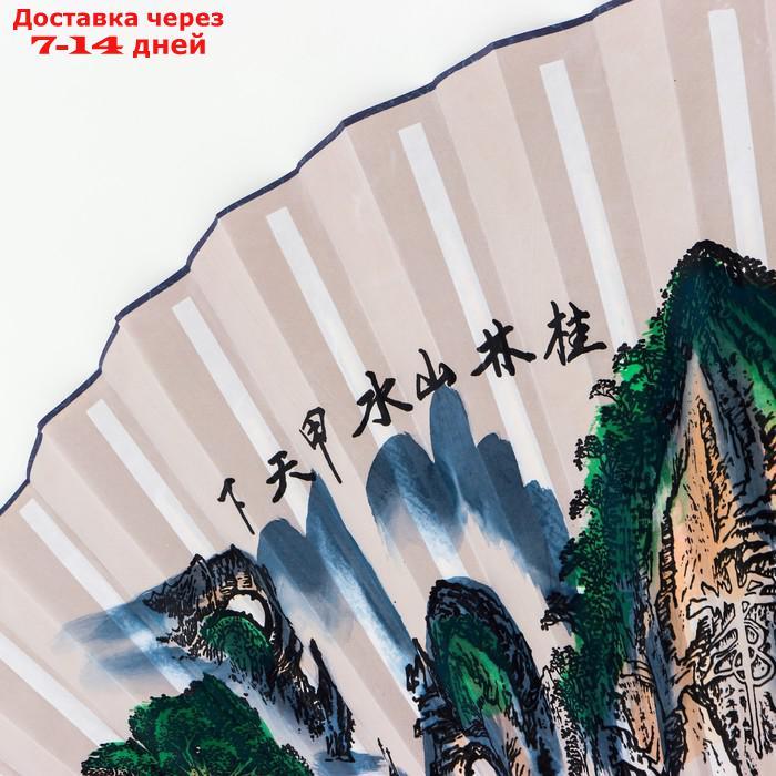 Веер бамбук, текстиль h=90 см "Зелёные горы" белый - фото 2 - id-p222847354
