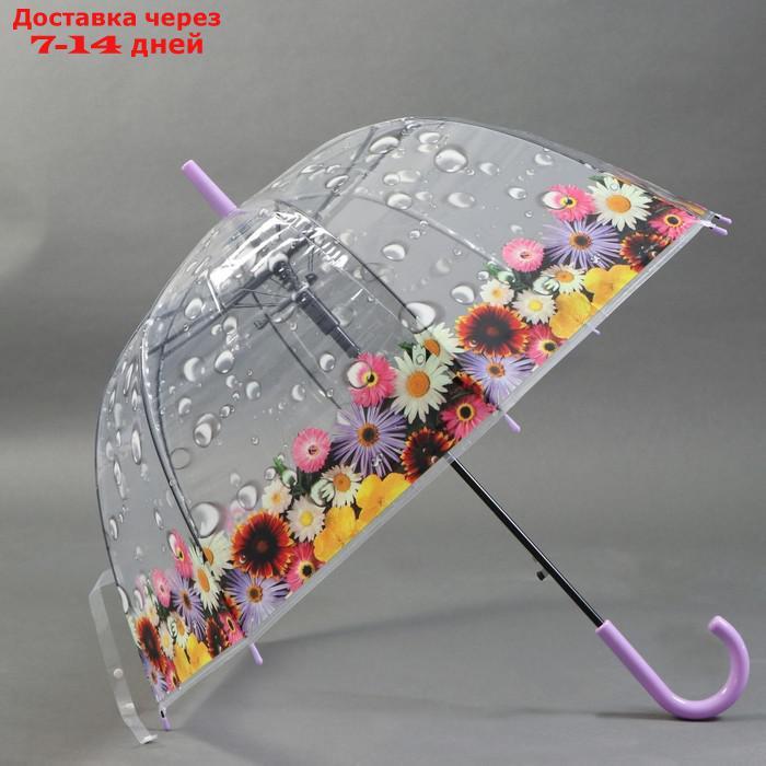 Зонт - трость полуавтоматический "Цветы", 8 спиц, R = 40 см, цвет МИКС - фото 2 - id-p223153715
