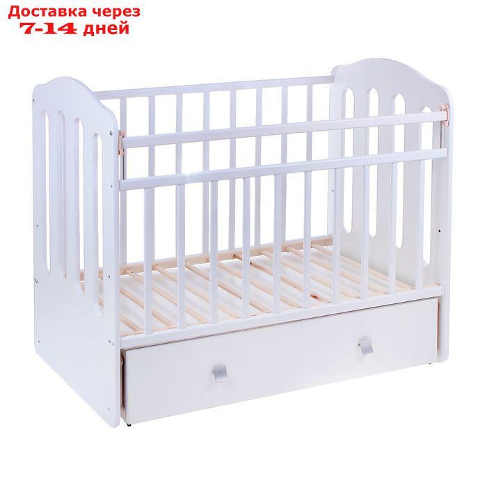 Детская кроватка "Чудо" на маятнике, с ящиком, цвет белый - фото 2 - id-p223151633