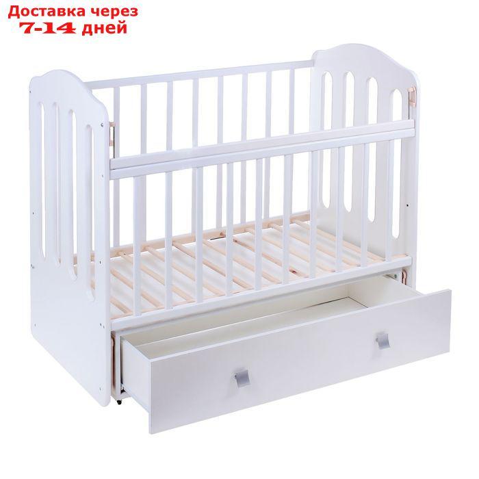Детская кроватка "Чудо" на маятнике, с ящиком, цвет белый - фото 3 - id-p223151633