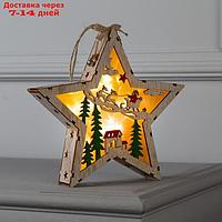 Фигура световая "Звезда с новогодними санями", 22х22х4, ААА*2, 6LED, Т/БЕЛЫЙ