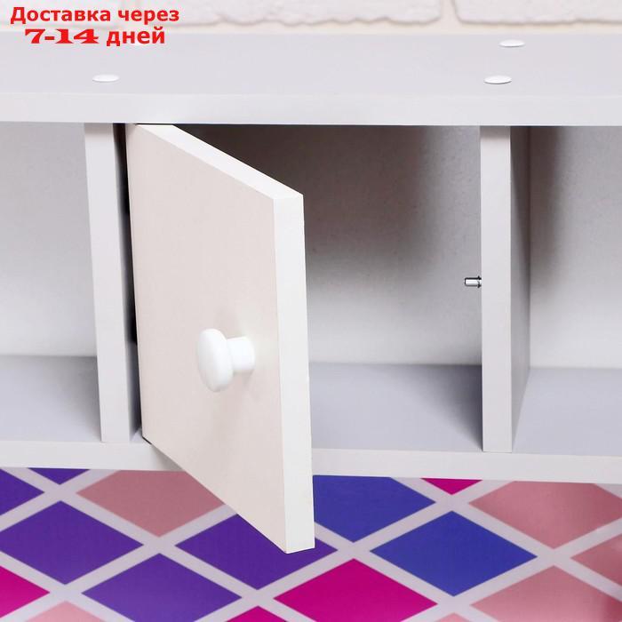 Набор игровой мебели "Детская кухня Sitstep", бело-серый корпус, фасады бело-малиновые, фартук ромб - фото 5 - id-p223151800