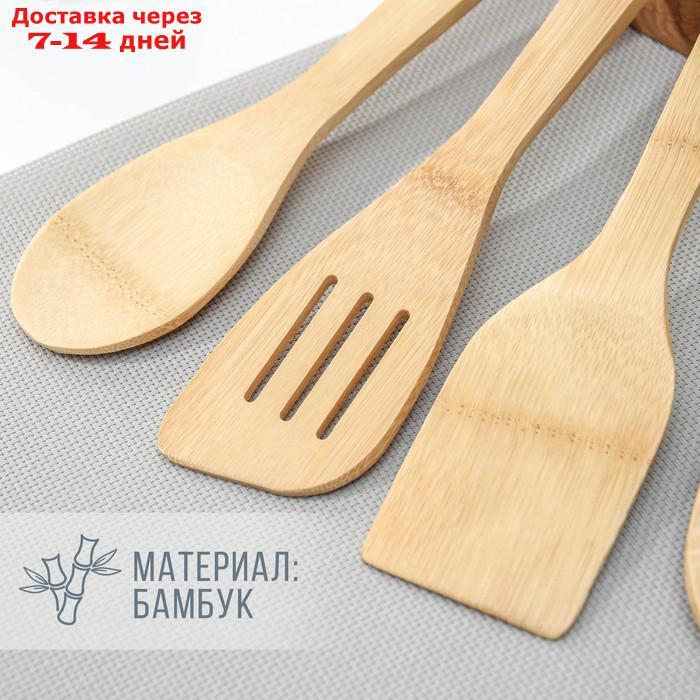 Набор кулинарных лопаток, 31 см, 5 шт, бамбук - фото 3 - id-p223156142