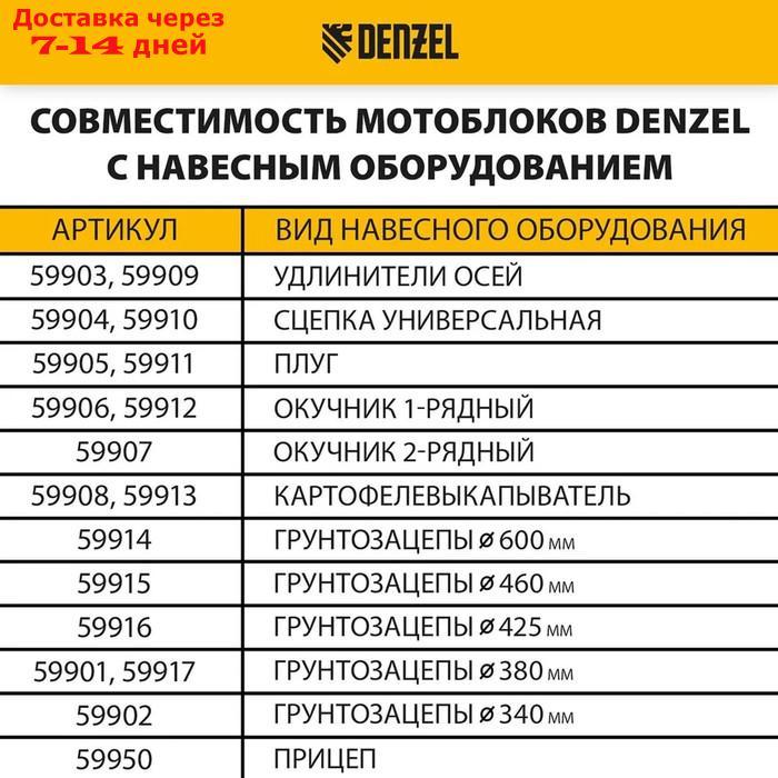 Мотоблок Denzel DPT-170, 7 л.с, 850х350 мм, фрез 3х3, шкив отбора мощности, передачи 2В/1Н - фото 7 - id-p223159441