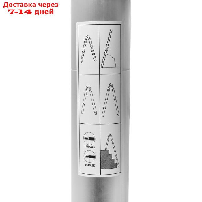 Стремянка-лестница телескопическая TUNDRA, раскладная, алюминиевая, 1.6 х 1.6 м - фото 9 - id-p223159460