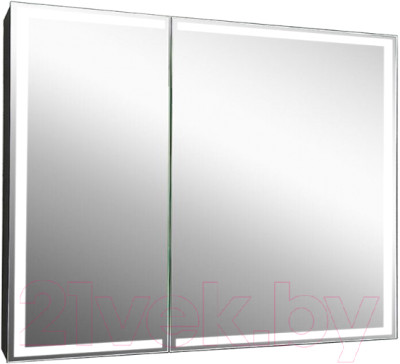 Шкаф с зеркалом для ванной Континент Mirror Box Black Led 100x80 - фото 1 - id-p223257232
