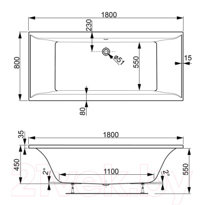 Ванна акриловая VagnerPlast Veronela 180x80 / VPBA180VEA2X-04 - фото 8 - id-p223261187