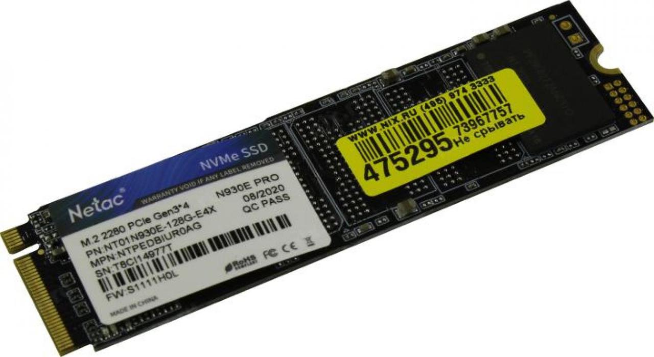 Накопитель SSD 128 Gb M.2 2280 M Netac N930E Pro NT01N930E-128G-E4X - фото 1 - id-p223270083
