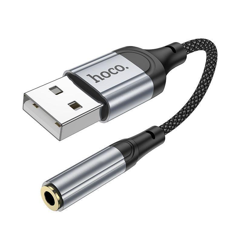 Аудио-переходник USB на 3.5 miniJack внешняя звуковая карта Hoco LS36, черный - фото 2 - id-p221484049