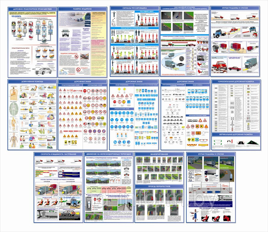 Комплект плакатов  "Правила дорожного движения" на пластике 3 мм р-р плаката 50*70 см