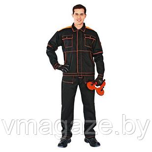 Костюм рабочий Мотор с брюками (цвет черный с оранжевым)