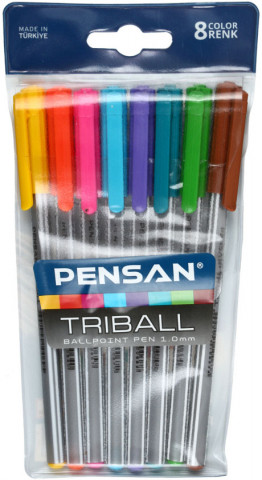 Набор шариковых ручек одноразовых Pensen Triball 8 шт., 8 цв. - фото 2 - id-p214660502