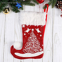 Носок для подарков "Волшебство" ёлочка 18х25 см бело-красный 2389002