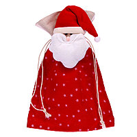 Мешок для подарков «Дед мороз» на завязках со звёздами 35×25 см 3303236