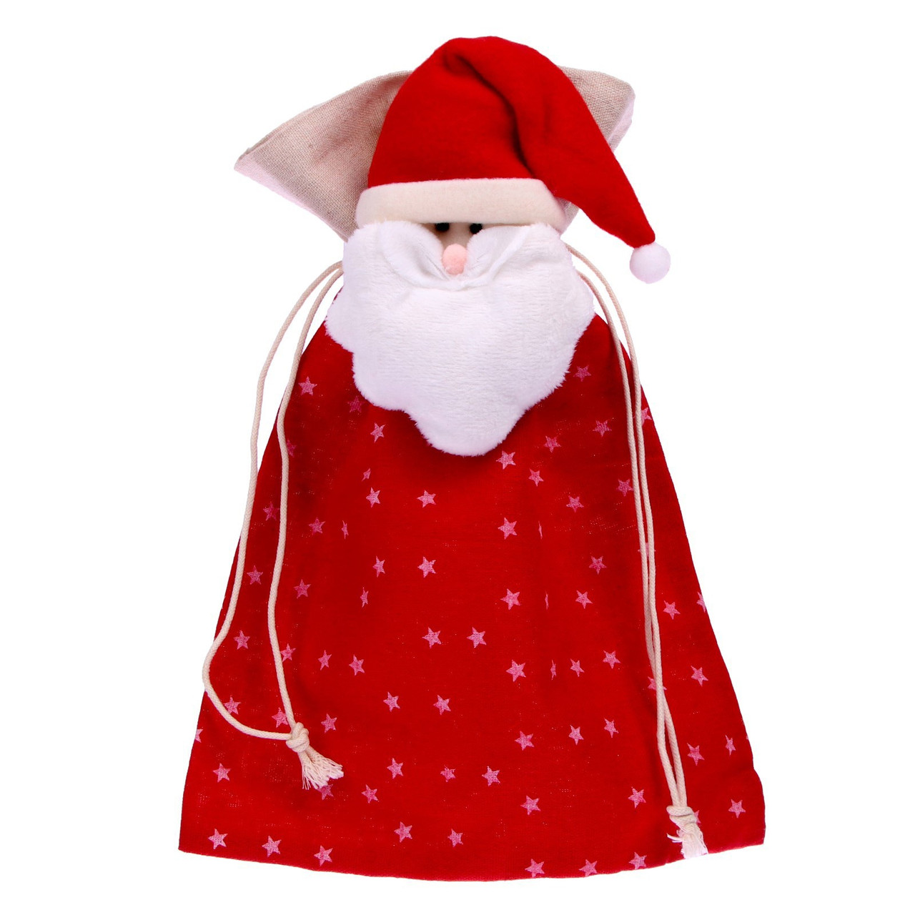 Мешок для подарков «Дед мороз» на завязках со звёздами 35×25 см 3303236 - фото 1 - id-p223275887