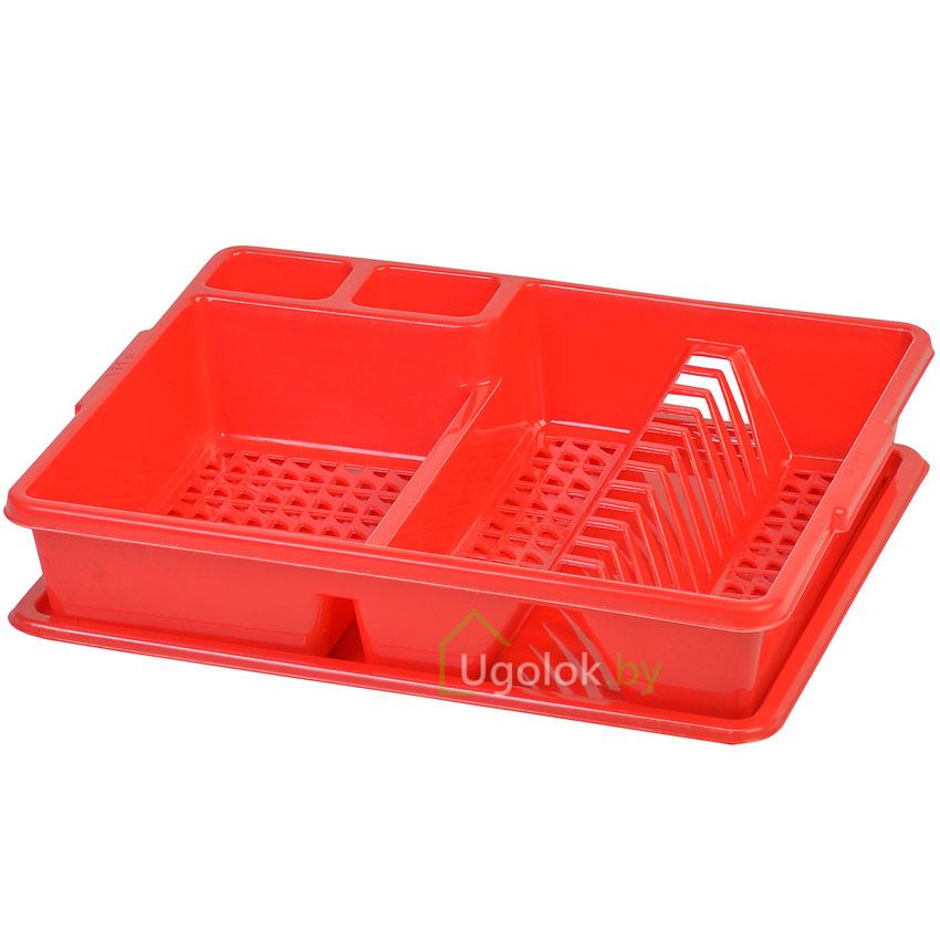Сушилка для посуды одноярусная Эльфпласт (красный) - фото 1 - id-p223274648