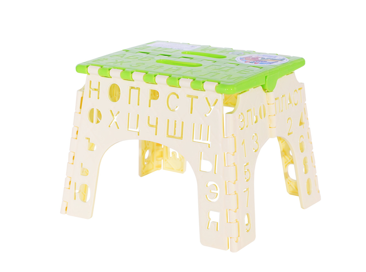 Табурет складной пластиковый детский Алфавит (салатовый/кремовый) - фото 1 - id-p223275364