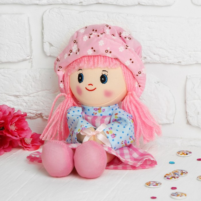 Мягкая кукла «Девочка», панамка в горошек, цвета МИКС - фото 1 - id-p223279489