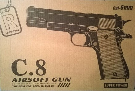 Пистолет игрушечный пневматический металлический Airsoft Gun С.8 - фото 4 - id-p32237576