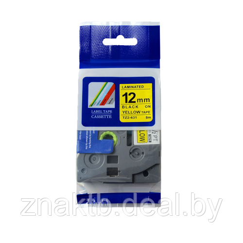 Лента для принтеров Brother TZe-631/TZc-631 (12 мм, черный на желтом) - фото 1 - id-p223286981