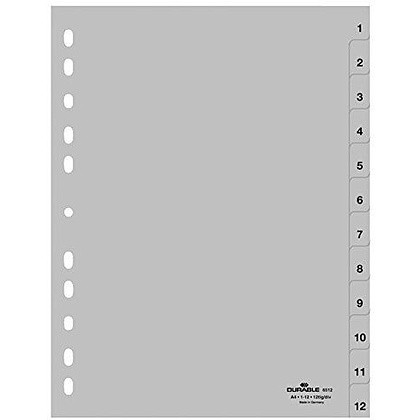 Разделитель "Durable", A4, 12 делений, серый - фото 1 - id-p6260123