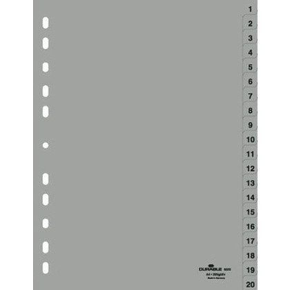 Разделитель "Durable", A4, 20 делений, серый