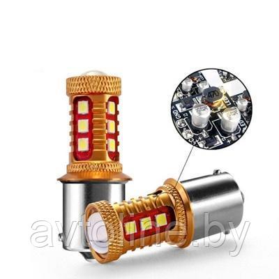 Лампа светодиодная P21W RUNOAUTO 15SMD 12-24V (линза, обманка, красная) 01607RA - фото 3 - id-p223273894