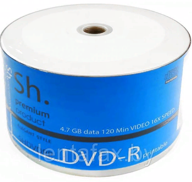 Диск DVD-R Sh. SHDVDRP PRINTABLE 4,7GB, в плёнке, 50шт. Цена без учета НДС 20%