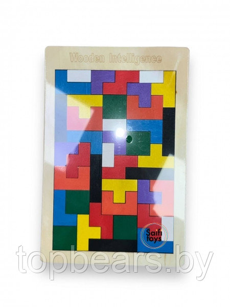 Детская деревянная головоломка Тетрис, игрушка для детей развивающая, логический пазл "Монтессори" для малышей - фото 1 - id-p223296725